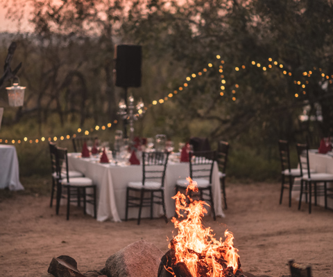 Gather around the campfire for a boma dinner