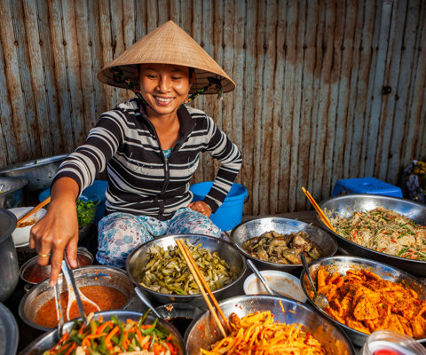 Street food stalls and market feasts